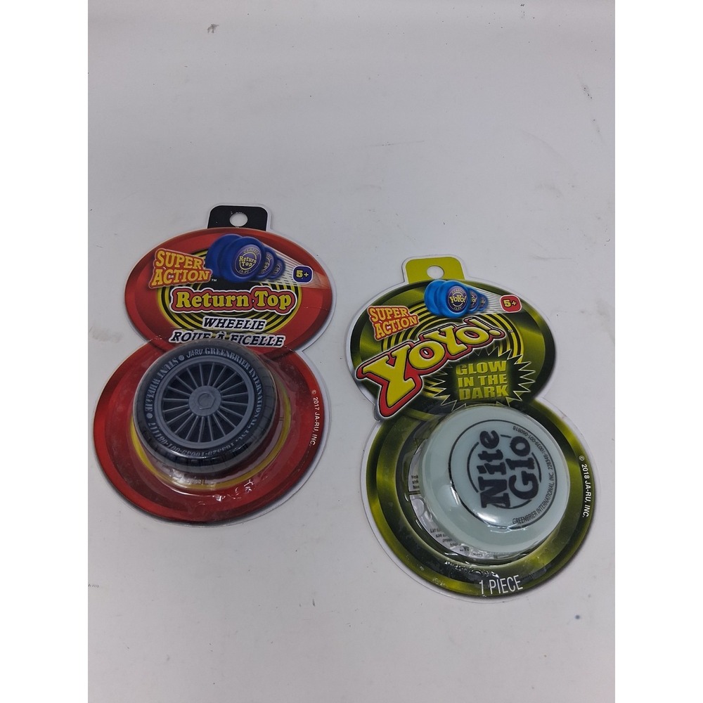 JaRu Super Action Yoyo! Classic Nite Glo & Wheelie Return Top - Bundle x2 New. Q